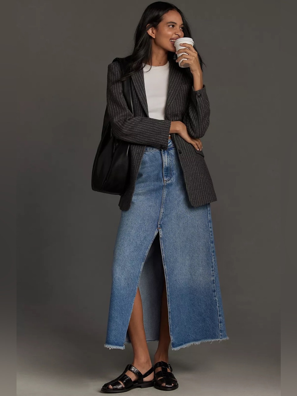Pilcro Madi Front-Slit Denim Maxi Skirt - Size 14 - Picture 5 of 9